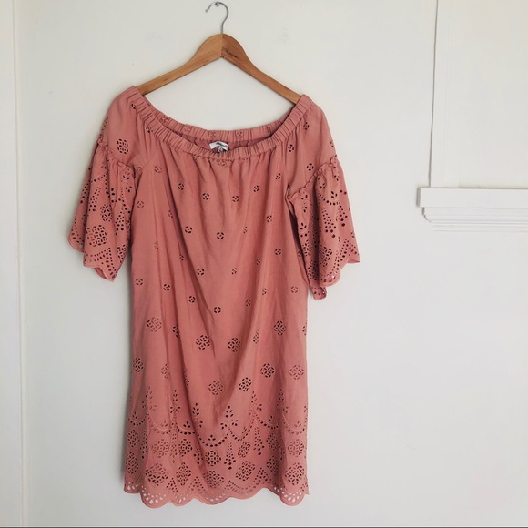 Madewell NWT Blush Eyelet Off the shoulder dress - Picture 2 of 4